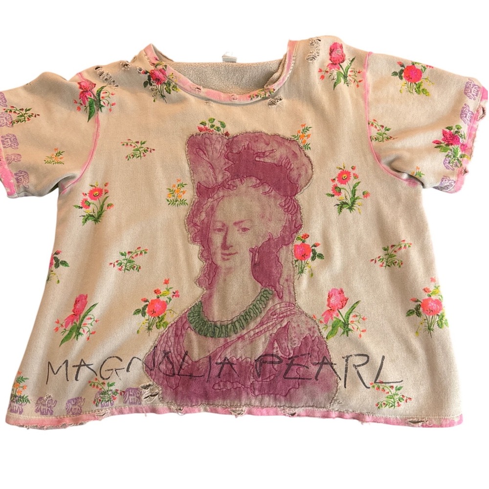 Magnolia Pearl Short Sleeve Sweatshirt Roses Fancy Lady Elephants Distressed